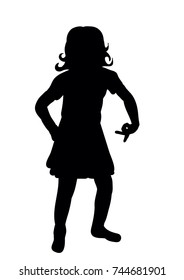 Silhouette Little Girl Dancing Stock Vector (Royalty Free) 744681901 ...