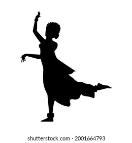 silhouette little girl dancing icon