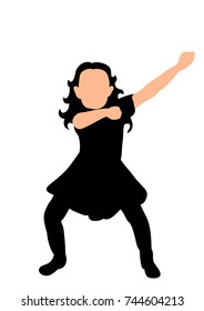 silhouette little girl dancing, vector isolated