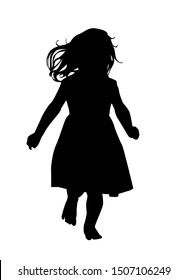 The silhouette of a little girl in a dress. Vector illustration