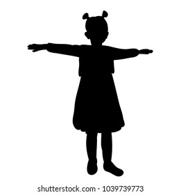 silhouette little girl, play