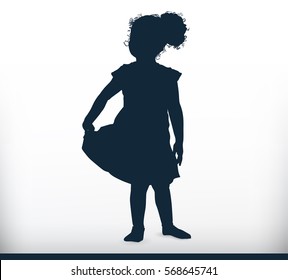 Silhouette of a little girl playing