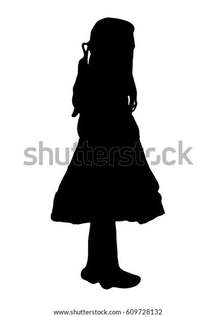 Silhouette Little Girl Posing Dress Vector Stock Vector (Royalty Free ...