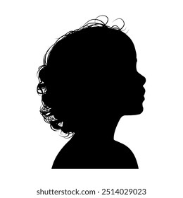 Silhouette of a little girl side view, progil - vector illustration