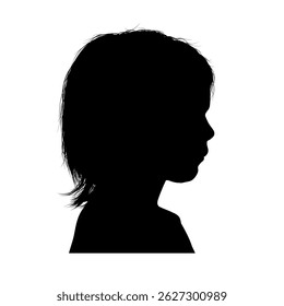 Silhouette of a little girl, side view, isolated – vector illustration