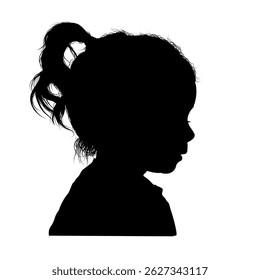 Silhouette of a little girl, side view, isolated – vector illustration