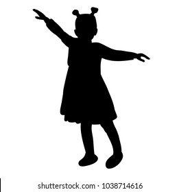  silhouette little girl is standing