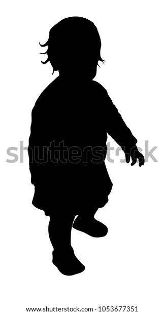 Silhouette D Une Petite Fille Debout Image Vectorielle De Stock Libre De Droits