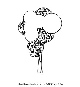 silhouette little leafy tree with pixels square vector illustration