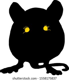 Silhouette of a little mouse. Vector illustration. 