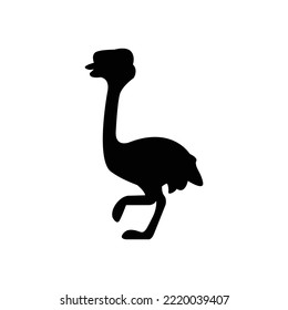 silhouette of a little ostrich walking and tall