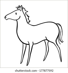 Silhouette of Little Pony. Vector Illustrator.