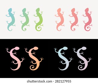Silhouette lizard isolated