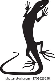 Silhouette of a lizard  as letter "S". Tattoo, logo, sign, vector illustration
