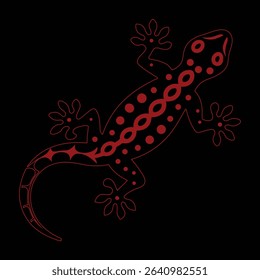 silhouette of a lizard on a red background