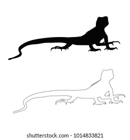 silhouette of a lizard on a white background