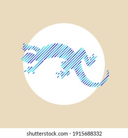 silhouette of a lizard from stripes in vector