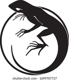 Silhouette of a lizard. Tattoo, logo, sign, vector illustration