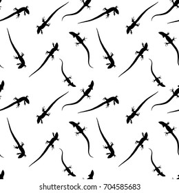 Silhouette of lizard that creeps. Seamless pattern. Vector Illustration. EPS10