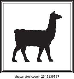 Silhueta de Llama ilustração vetorial sobre fundo branco.