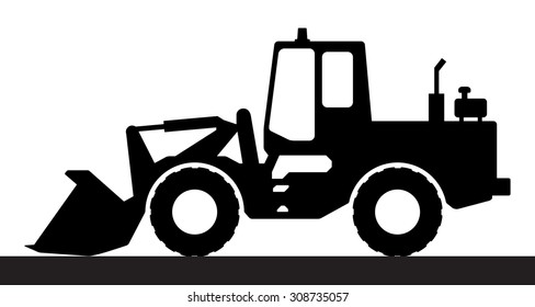The silhouette of the loader on a white background.