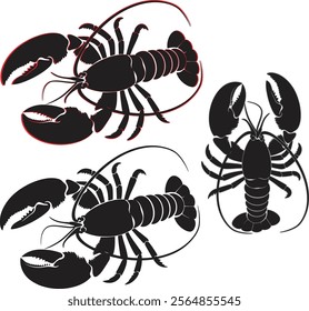 silhouette of Lobster illustration vector for logo, icon  white background