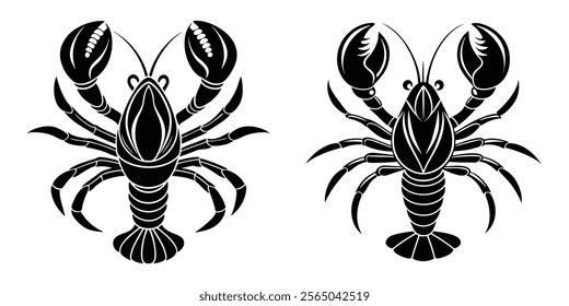 silhouette of Lobster with vector, on white background