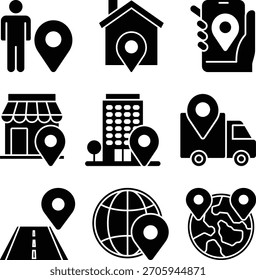 Silhouettenposition und Navigationssymbolsatz