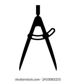 Silhouette of locksmith scribing compass tool. Vector illustration isolated on white background