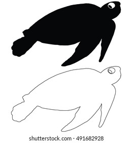 Silhouette of loggerhead sea turtle vector