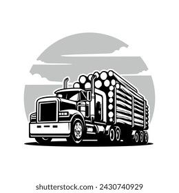 Silhouette of logging truck illustration vector