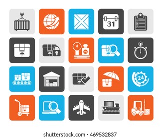 Silhouette Logistic and Shipping icons - vector icon set