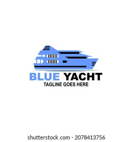 A silhouette logo of a blue yacht made in a simple and modern way that would be very suitable when used as a logo for a ship company, tourism and the like.
