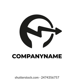 silhouette logo, combining letter a with lightning
