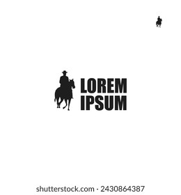 Silhouette logo of a cowboy riding a horse