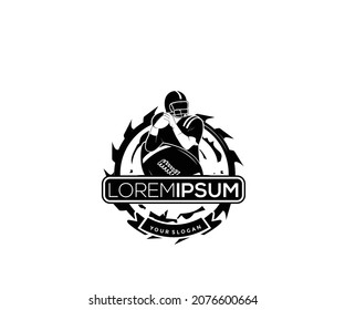 silhouette logo design american football rugby player