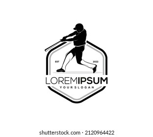 Silhouette logo design baseball player
