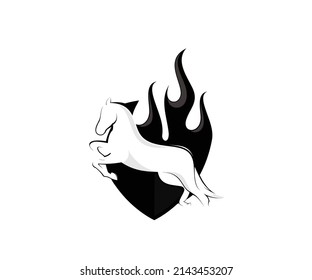 silhouette logo design fire horse