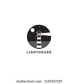 silhouette logo design of lighthouse vector template