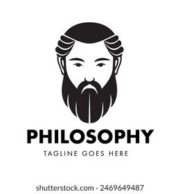 Silhouette logo design for a simple flat Head and Face of an ancient philosopher