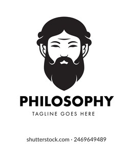 Silhouette logo design for a simple flat Head and Face of a person Ancient Chinese philosopher