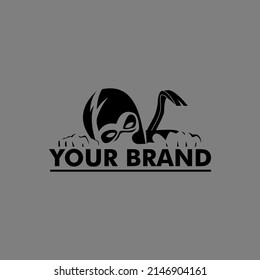 
silhouette logo design vector, stencil template illustration, ninja, thief, with crowbar