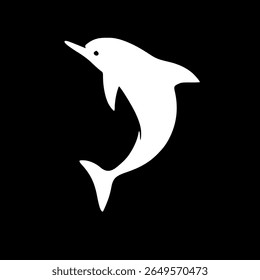 A silhouette logo of a dolphin typically features a sleek, clean outline of the dolphin’s body in profile. 