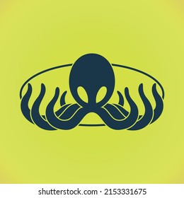 Silhouette logo of eight legged octopus