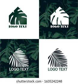 silhouette logo house architecture leaf greenery