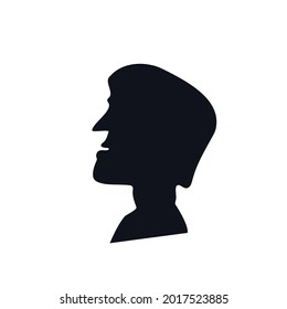 Silhouette logo icon sign brazen arrogant man for book decoration Bad hero symbol Hand drawn face head profile Cartoon game design style Fashion print clothes apparel greeting invitation card cover ad