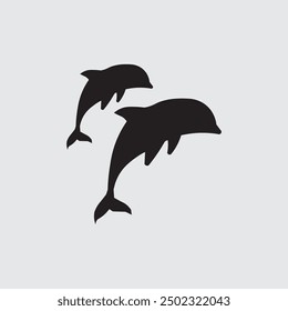 silhouette logo of a jumping dolphin