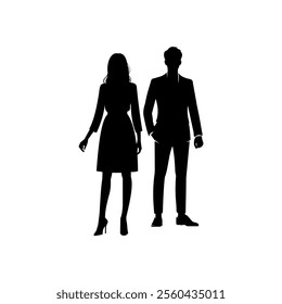 Silhouette logo of a man holding hands with a woman.