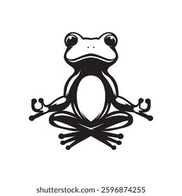  silhouette logo of a meditating frog or yoga vector