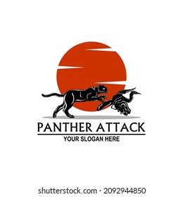 a silhouette logo of a panther preparing to attack, good for use as a creative industry logo
